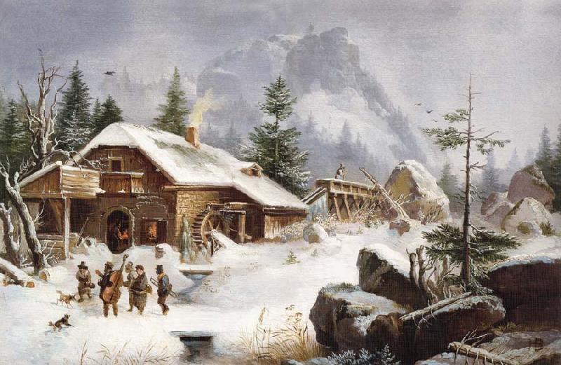 Heinrich Burkel A Village Gathering oil painting picture